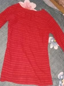 Red Knit Tunic Top