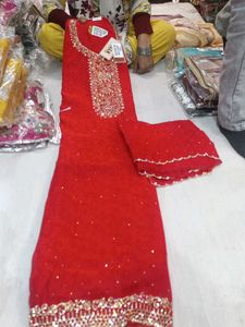 Red Embroidered Salwar Suit
