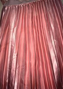 Pleated Pink Satin Skirt