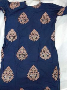 Navy Blue Printed Kurti with Pants