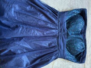 Stunning Navy Blue Sequin Strapless Cocktail Dress