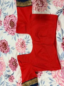 Elegant Dark Peach Saree With Stitched Blouse