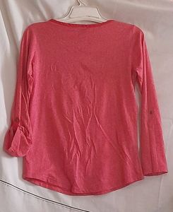 Fushia Long Roll-up Sleeves Top