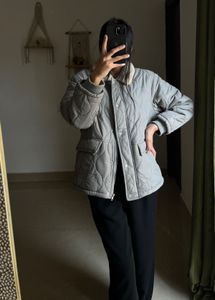 LUUL GREY FLEECE COLLAR PUFFER JACKET