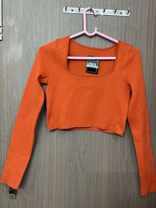 Zara Orange Crop woollen top for S&M size