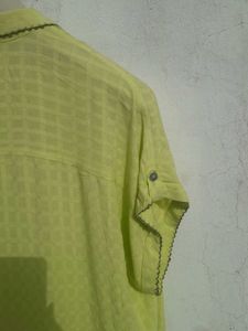 Zara Lime Yellow  Button-Down Top