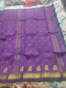 Purple And Green Dual Tone Silk Saree