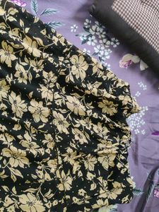 Black Floral Long Crepe Skirt |Lightweight &amp;Elegan