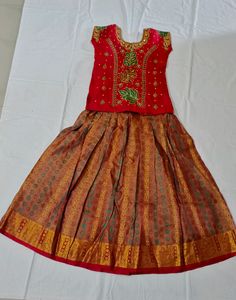 Pure Silk Hand Embroidery & Aari Work Lehenga Set