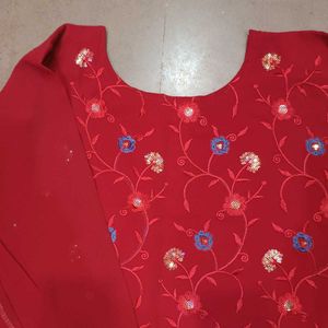 Red Embroidered Salwar Kameez