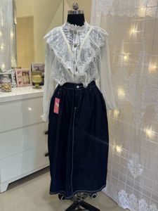 Lace Top &amp; Denim Skirt Set
