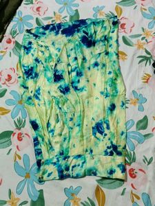 Red Kurti with Tie-Dye Skirt Set
