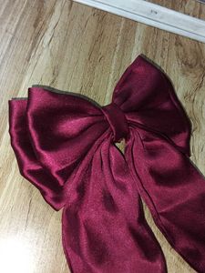 Maroon Bow Hair Clip