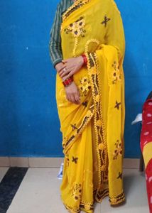 Elegant Yellow Saree n black