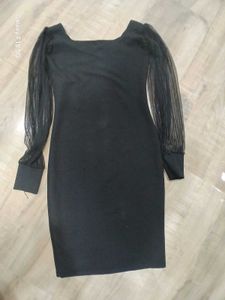 Black Sheer Sleeve Mini Dress