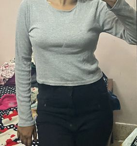 H&amp;M Grey Long Sleeves Top