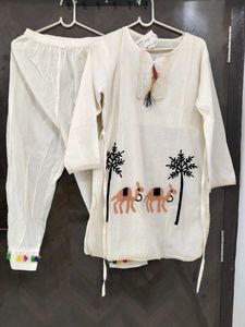 Embroidered Camel Pant Set