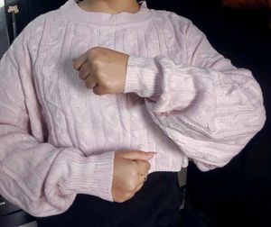 Cute Pink Knit Cropped Sweater🌸