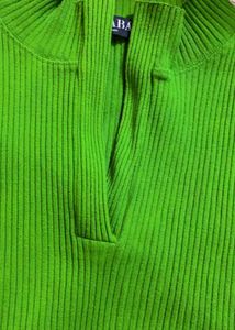 GAP Green Ribbed Mock Neck Top