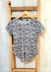 Grey Printed Cotton Top Size-34