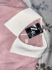 Chic Peach Gingham Dress