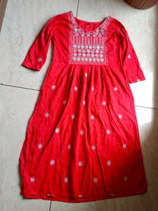 Red Embroidered Kurta