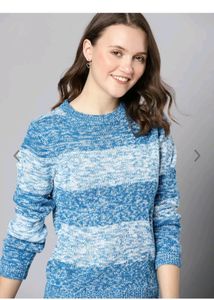 Mast &amp; Harbour Women Blue &amp; White Melange Striped