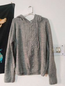 Grey Woolen Hoodie