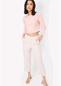 Pink Ribbed Long Sleeve Top