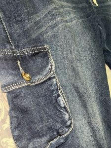 Dark Wash Denim Cargo Jeans