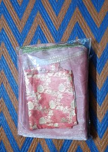 Elegant Pink Saree with Blouse Piece