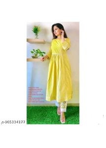 Yellow Printed Kurta Set