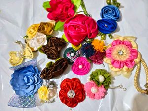 Mix Colour Fabric Flowers 16 pcs
