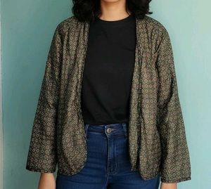 Patterned Open Front Jacket