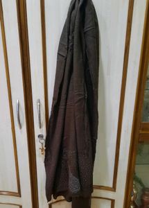 Elegant Brown Scarf with Rhinestones