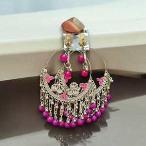 Beautiful Oxidized Chandbali With Pink Beads