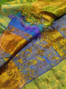 Blue And Green Korvai Kanchipuram Silk Saree