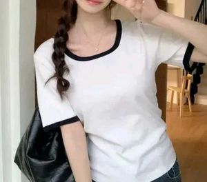 White Contrast Trim Tee