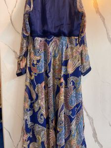Vibrant Blue Printed Long Dress