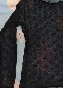 ZARA Black Mesh Long Sleeve Top