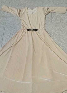 Cream Dress & Black Coat Combo – Elegant & Classy