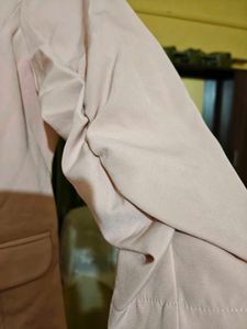 Blush Pink Cropped Ruched Sleeve Blazer