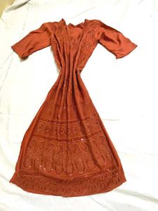 Women&#39;s Embroided Long Coral Kurti