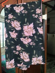 Black Floral Printed Soft Saree.
