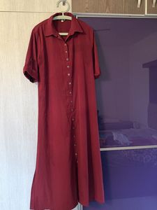 Women button down shirt maxi dress