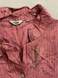 Pink Short Sleeved Traditional Printed Top