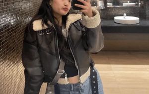 savanna Faux Leather Aviator Jacket