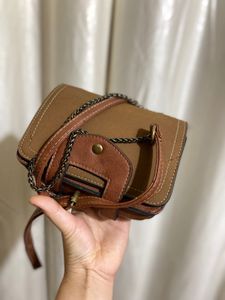 Brown Leather&suede Sling Bag