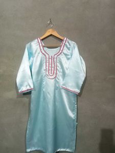 Elegant Light Blue Satin Kurta Setn