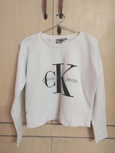 CK Jeans White Graphic Sweatshirt